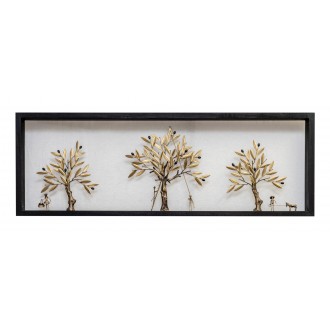 Hand Made Oxidized Bronze Scene From An Olive Orchard