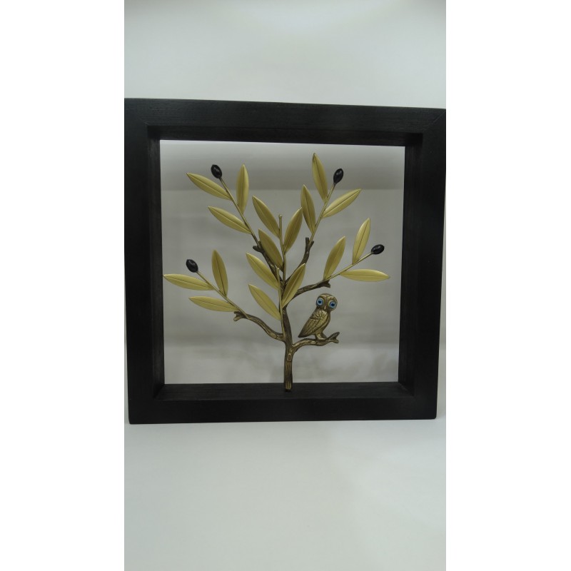 Hand Made Oxidized Bronze Olive Tree With An Owl