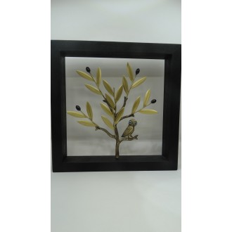 Hand Made Oxidized Bronze Olive Tree With An Owl
