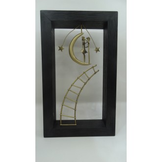 Hand Made Oxidized Bronze Ladder With A Couple On The Moon Under The Star