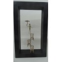 Hand Made Oxidized Bronze Standing Man On Chairs With An Umbrella