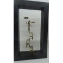Hand Made Oxidized Bronze Standing Woman On Chairs With An Umbrella