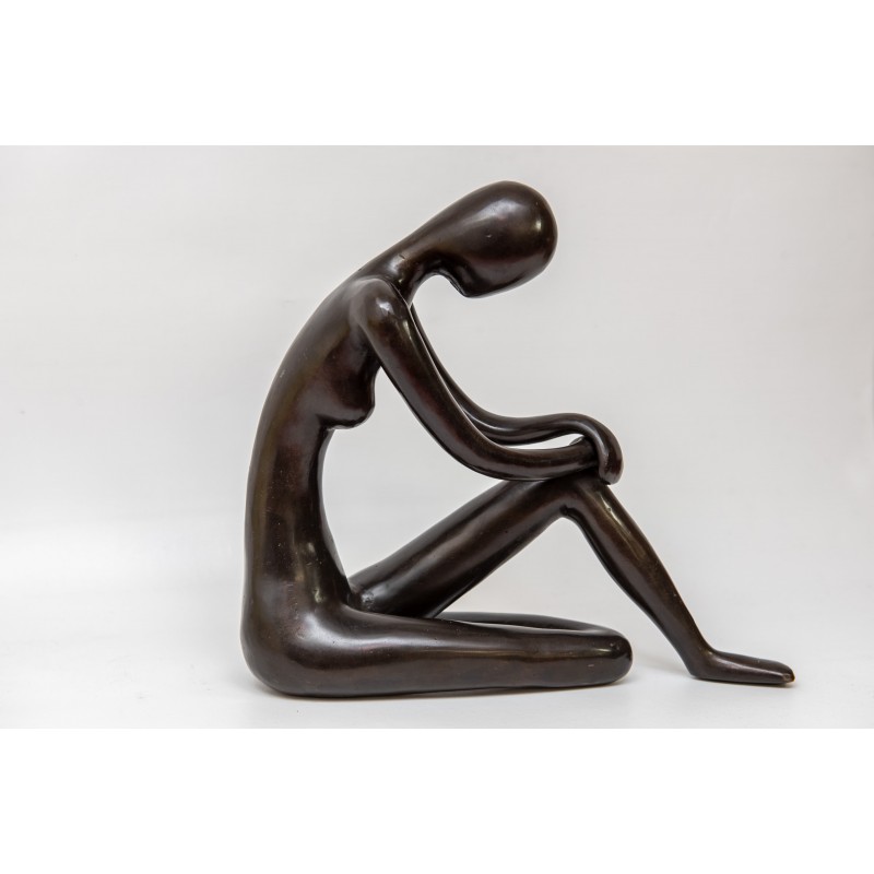 Hand Made Oxidized Bronze Thinking Woman