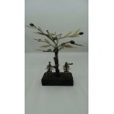 Hand Made Oxidized Bronze Olive tree With A Couple On A Chair On A Volcano Stone
