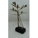 Hand Made Oxidized Bronze Olive tree With Ladder On A Volcano Stone