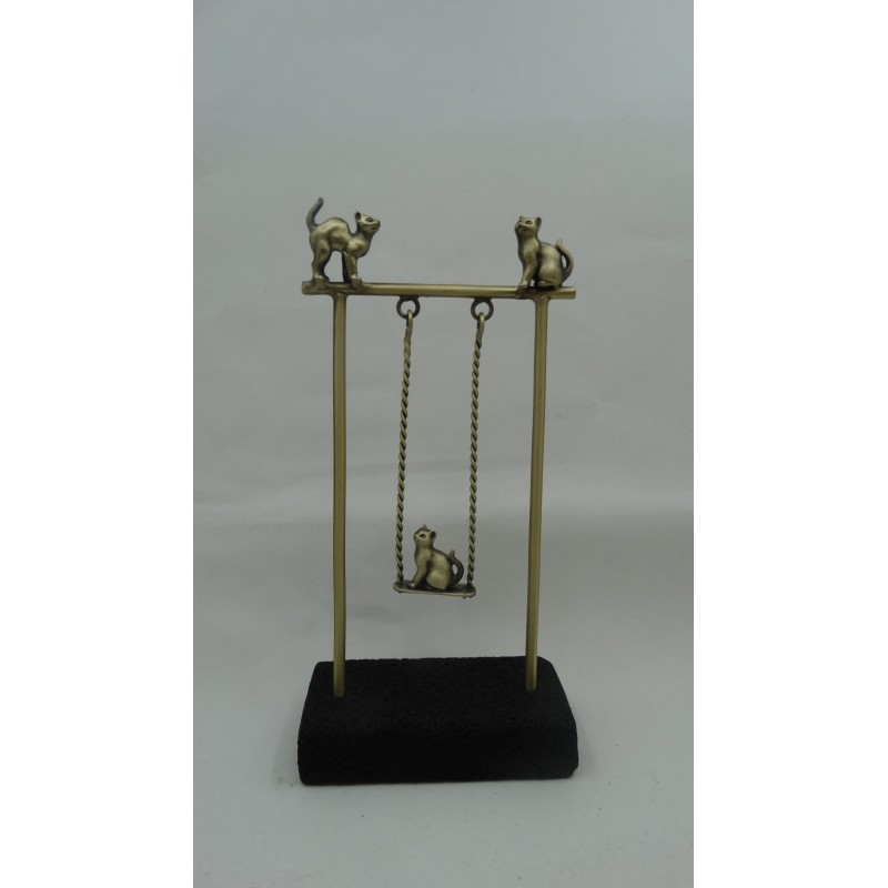 Hand Made Oxidized Bronze Swing With A Cat