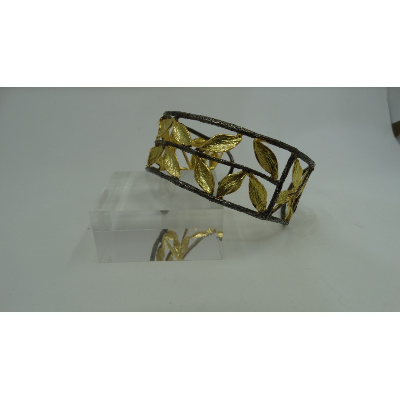 Sterling Silver 925 Rhodium & 24k Gold Plating Olive leaves