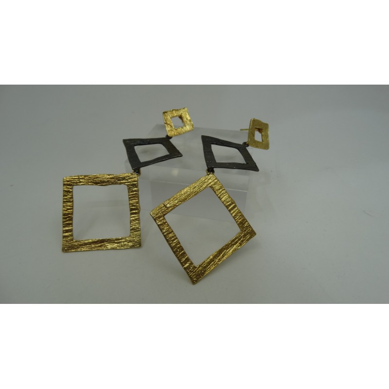 Sterling Silver 925 Rhodium & 24k Gold Plating Rhombus