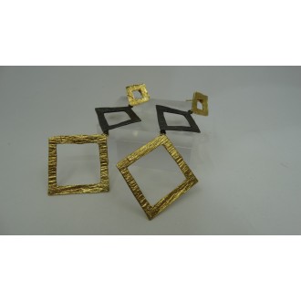 Sterling Silver 925 Rhodium & 24k Gold Plating Rhombus