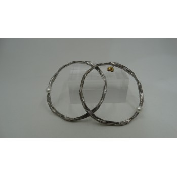 Sterling Silver 925 Black Rhodium plating&24k White Gold Plating Circle