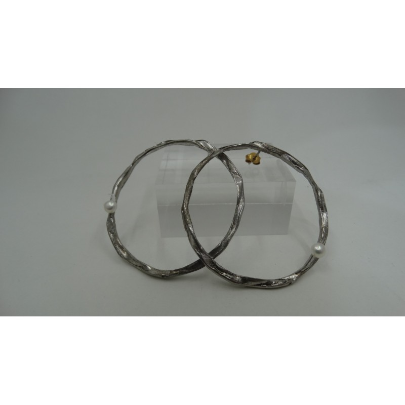Sterling Silver 925 Black Rhodium plating&24k White Gold Plating Circle