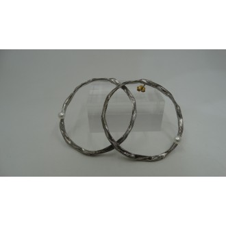 Sterling Silver 925 Black Rhodium plating&24k White Gold Plating Circle