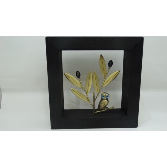 Hand Made Oxidized Bronze With Olive Branch & Owl
