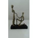 Hand Made Oxidized Bronze Statue Proposal On A Volcano Stone