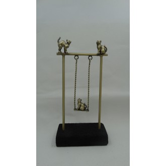 Hand Made Oxidized Bronze Swing With A Cat