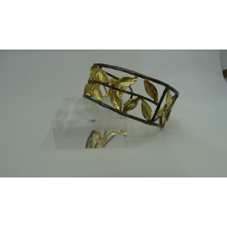 Sterling Silver 925 Rhodium & 24k Gold Plating Olive leaves