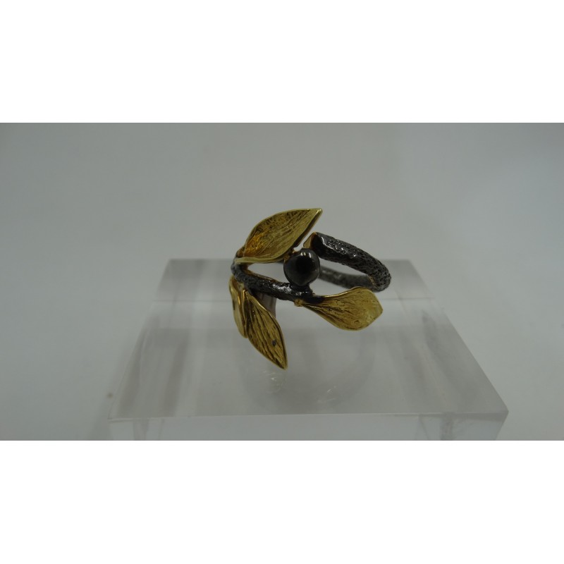 Sterling Silver 925 Rhodium & 24k Gold Plating Olive leaves