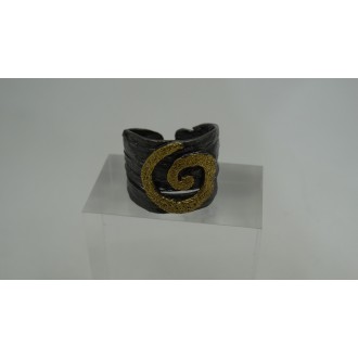 Sterling Silver 925 Black Rhodium plating&24k Gold Plating Spiral Symbol