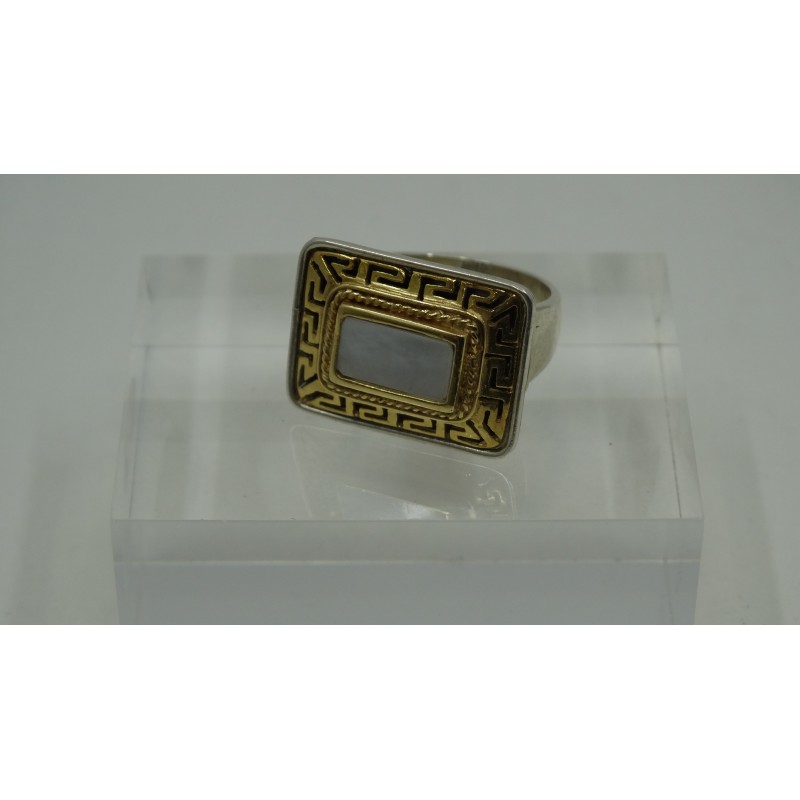Sterling Silver 925 & Gold Plated Meander Hand Made Ancient Greek Copy-Greek Copy