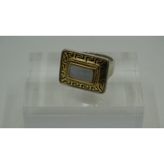 Sterling Silver 925 & Gold Plated Meander Hand Made Ancient Greek Copy-Greek Copy