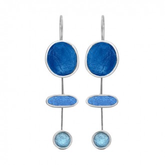 SILVER(925) Ciel, Blue Enamel Earrings Inspired by Cycladic Idols