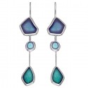 SILVER(925) Turquoise, Teal Enamel Earrings with Seaglass