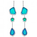 SILVER(925) Ciel, Blue, Turquoise Enamel Earrings with Seaglass