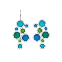 SILVER(925) Ciel, Turquoise, Sea Green, Forest Green Enamel Earrings with Bubbles, dangling or Stud-type