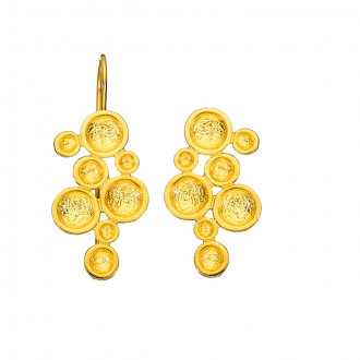 SILVER(925) Gold-plated Earrings with Bubbles and Circles, Dangling or Stud-type