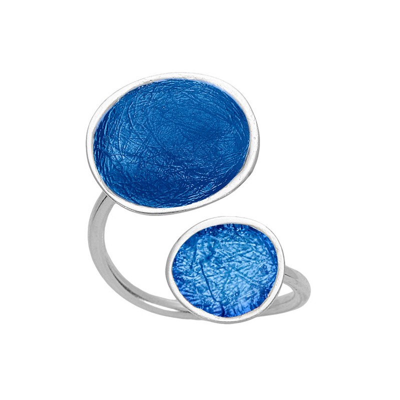 SILVER(925) Ciel Enamel Adjustable Ring with Circles
