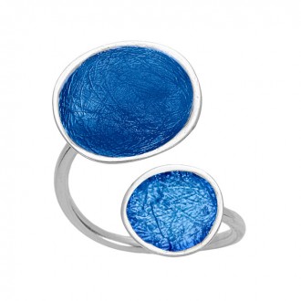 SILVER(925) Ciel Enamel Adjustable Ring with Circles