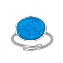 SILVER(925) Ciel Enamel Adjustable Ring with Circle