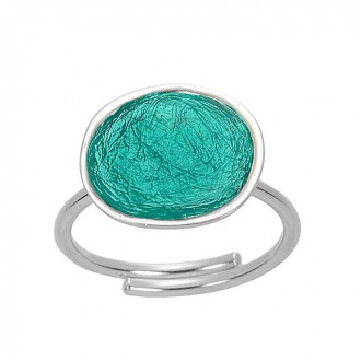 SILVER(925) Turquoise Enamel Adjustable Ring with Circle