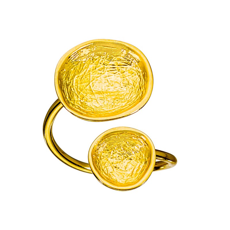 SILVER(925) Gold-plated Adjustable Ring with Circles
