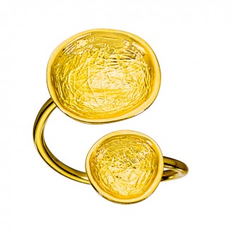 SILVER(925) Gold-plated Adjustable Ring with Circles