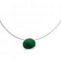 SILVER(925) Dark Green Enamel Small Circle Necklace