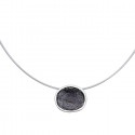 SILVER(925) Dark Grey Enamel Small Circle Necklace