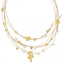 SILVER(925) Gold-Platted Necklace with Bubbles, Circles and Fresh Water Pearls